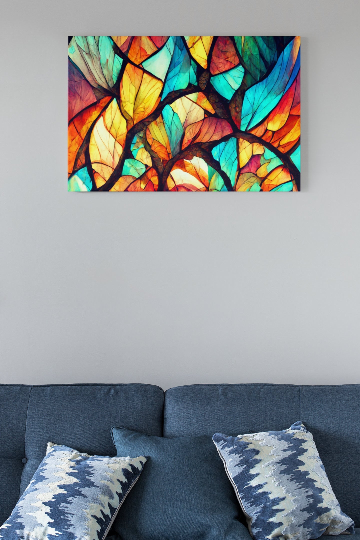 Stained Glass Fractal Colorful Photo Realistic 3d Illustration High Gloss Acrylic Glass Wall Art Ready To Hang