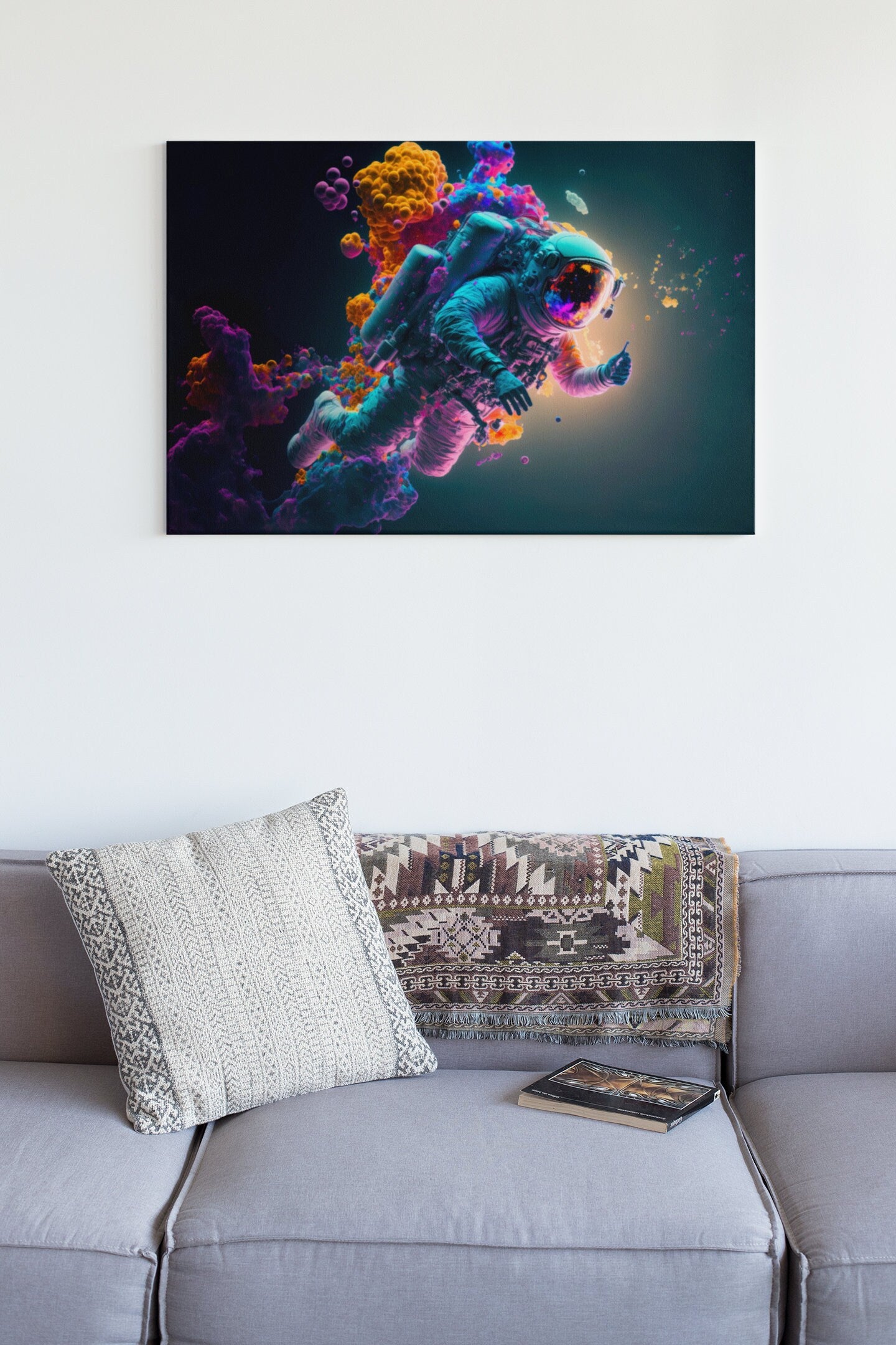 Colorful Astronaut In Galaxy High Gloss Acrylic Glass Wall Art Ready To Hang