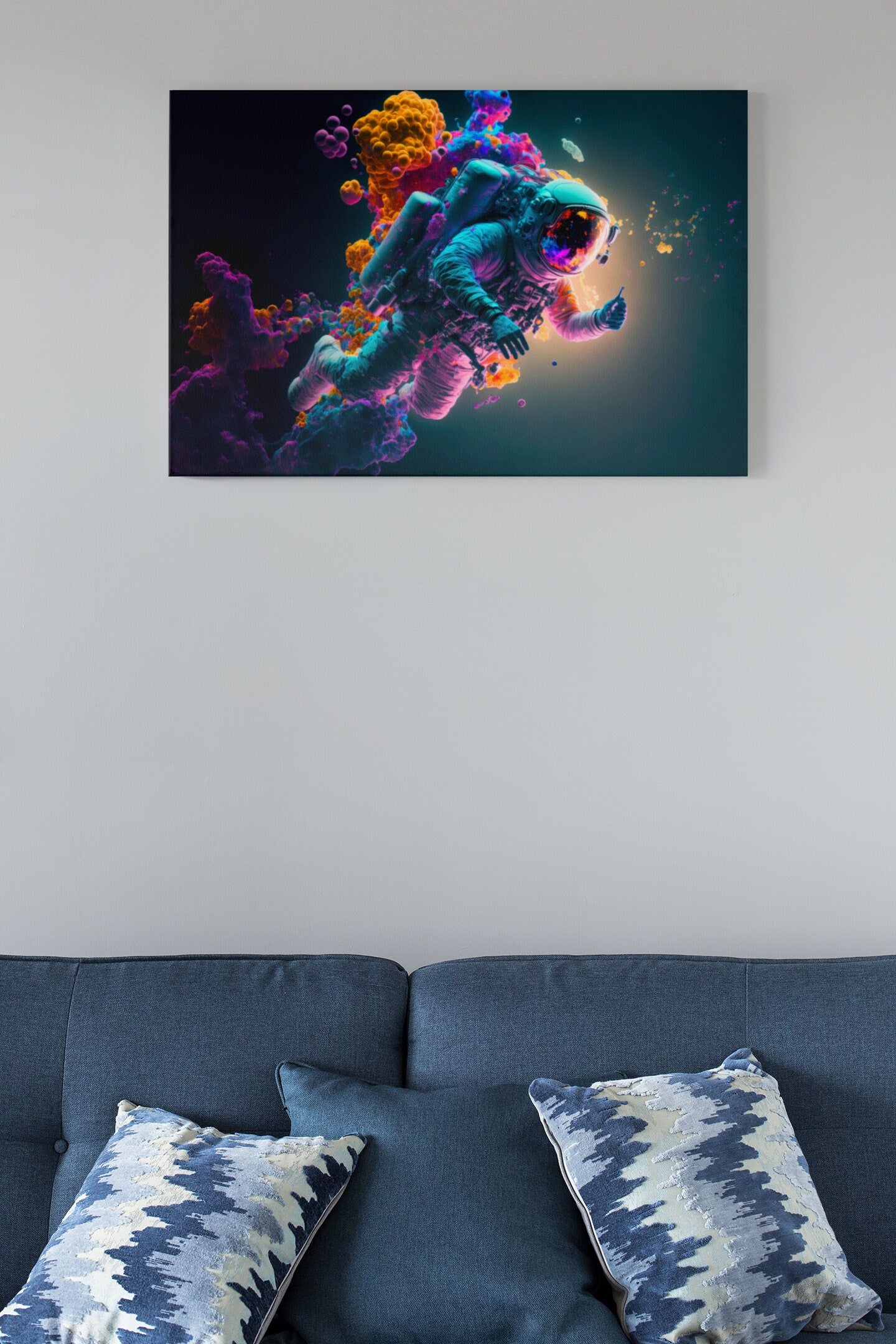 Colorful Astronaut In Galaxy High Gloss Acrylic Glass Wall Art Ready To Hang