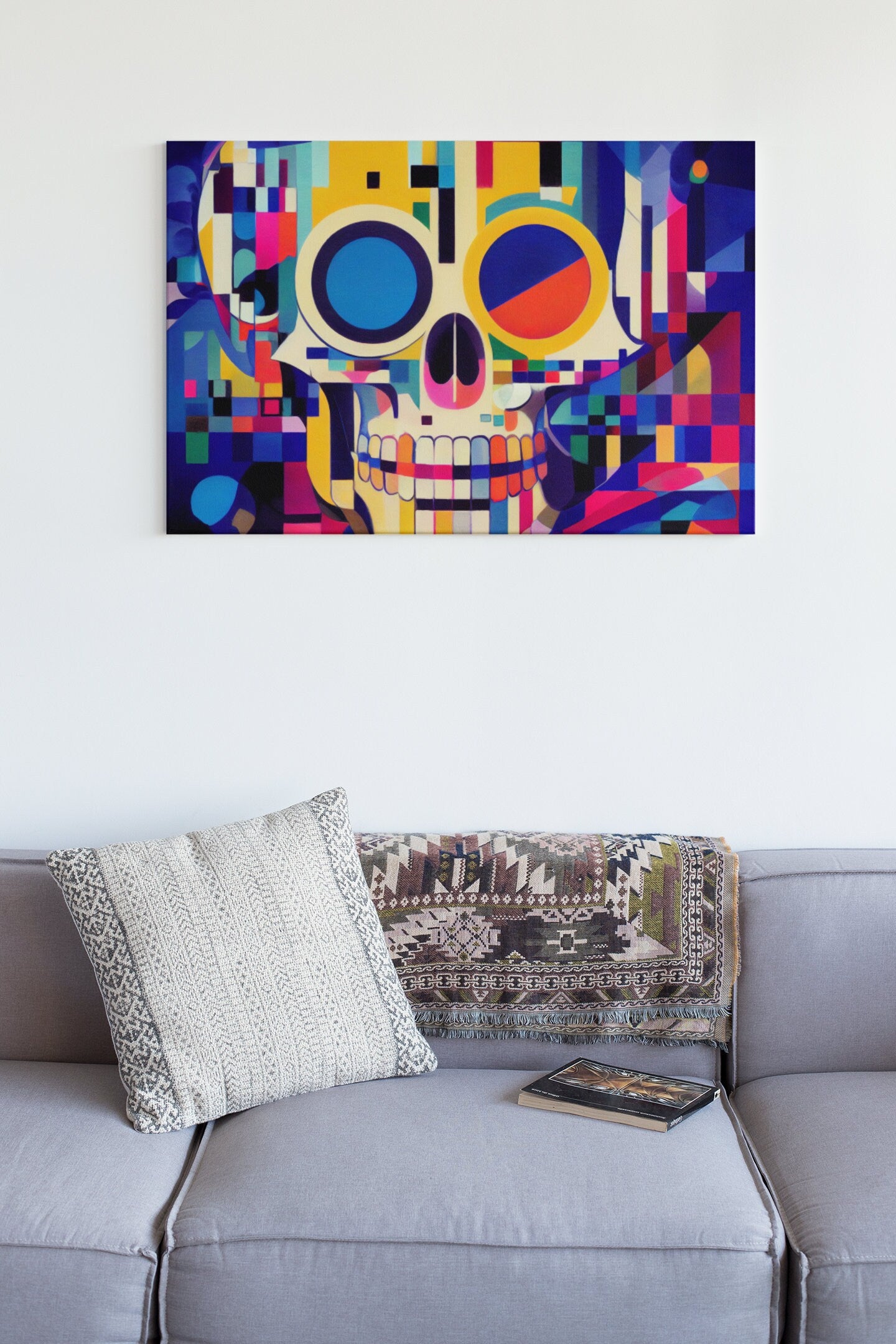 Skull And Crossbones Grunge High Gloss Acrylic Glass Wall Art Ready To Hang