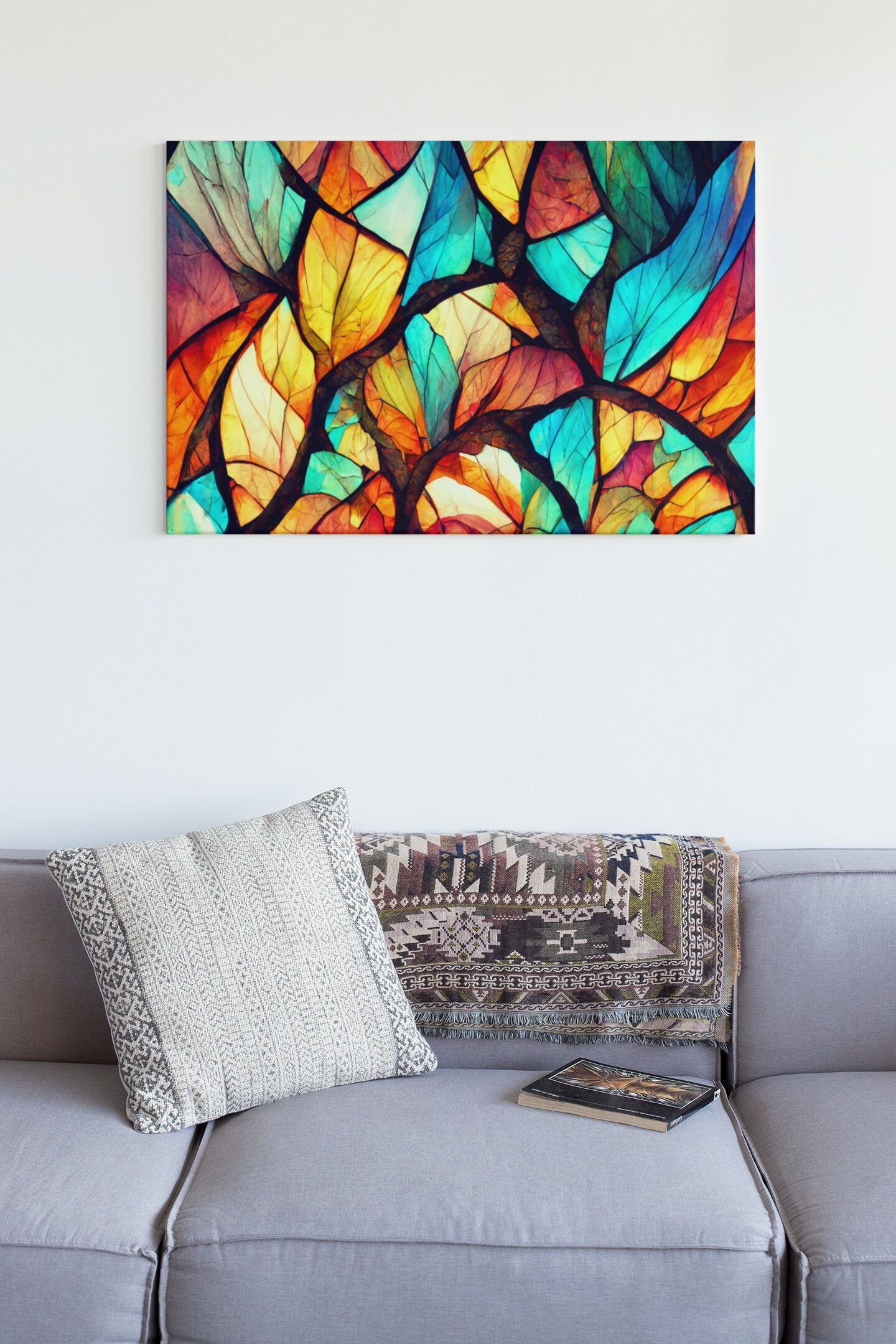 Stained Glass Fractal Colorful Photo Realistic 3d Illustration High Gloss Acrylic Glass Wall Art Ready To Hang