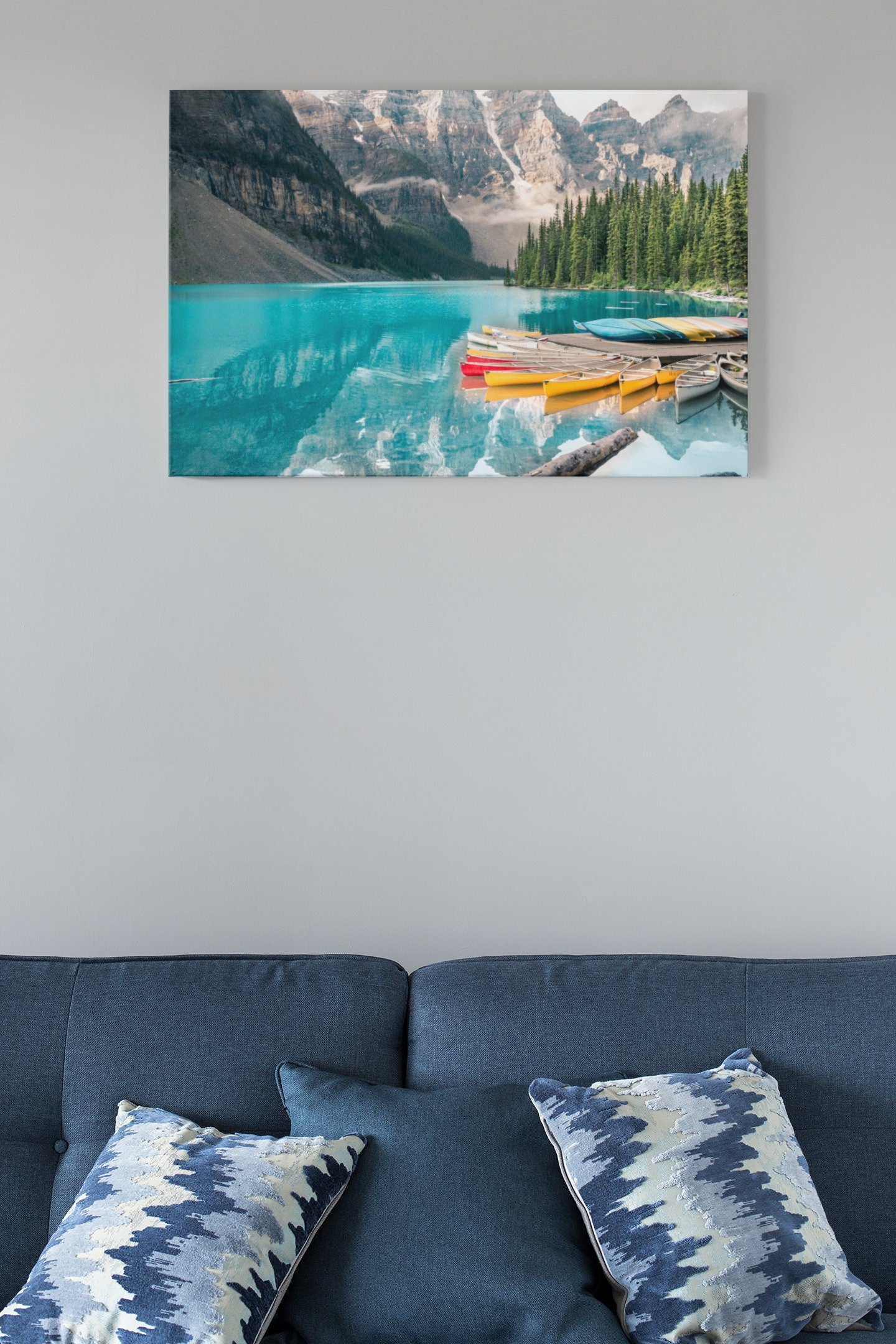 Beautiful Moraine Lake In Banff National Park, Alberta, Canada High Gloss Acrylic Glass Wall Art Ready To Hang