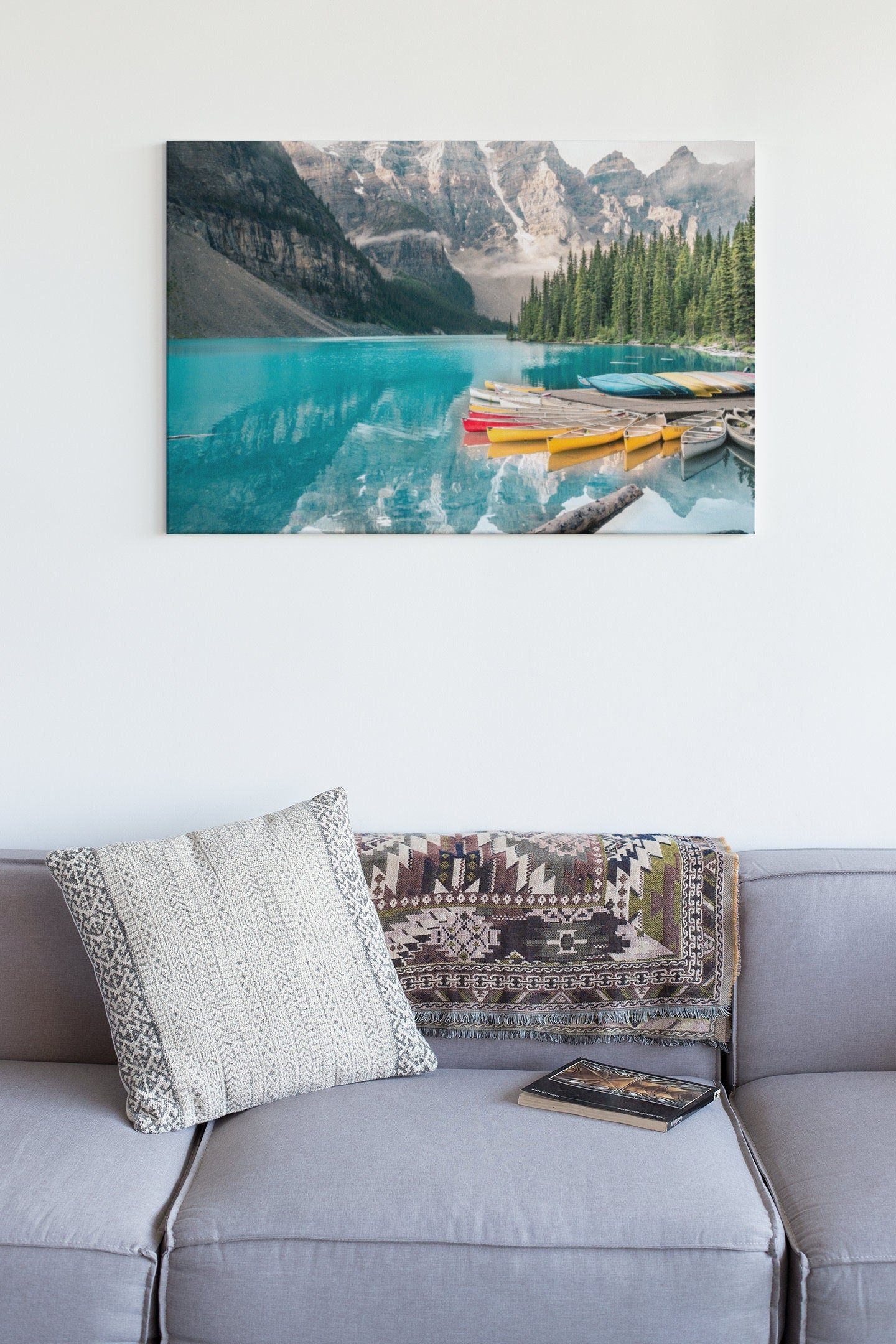 Beautiful Moraine Lake In Banff National Park, Alberta, Canada High Gloss Acrylic Glass Wall Art Ready To Hang