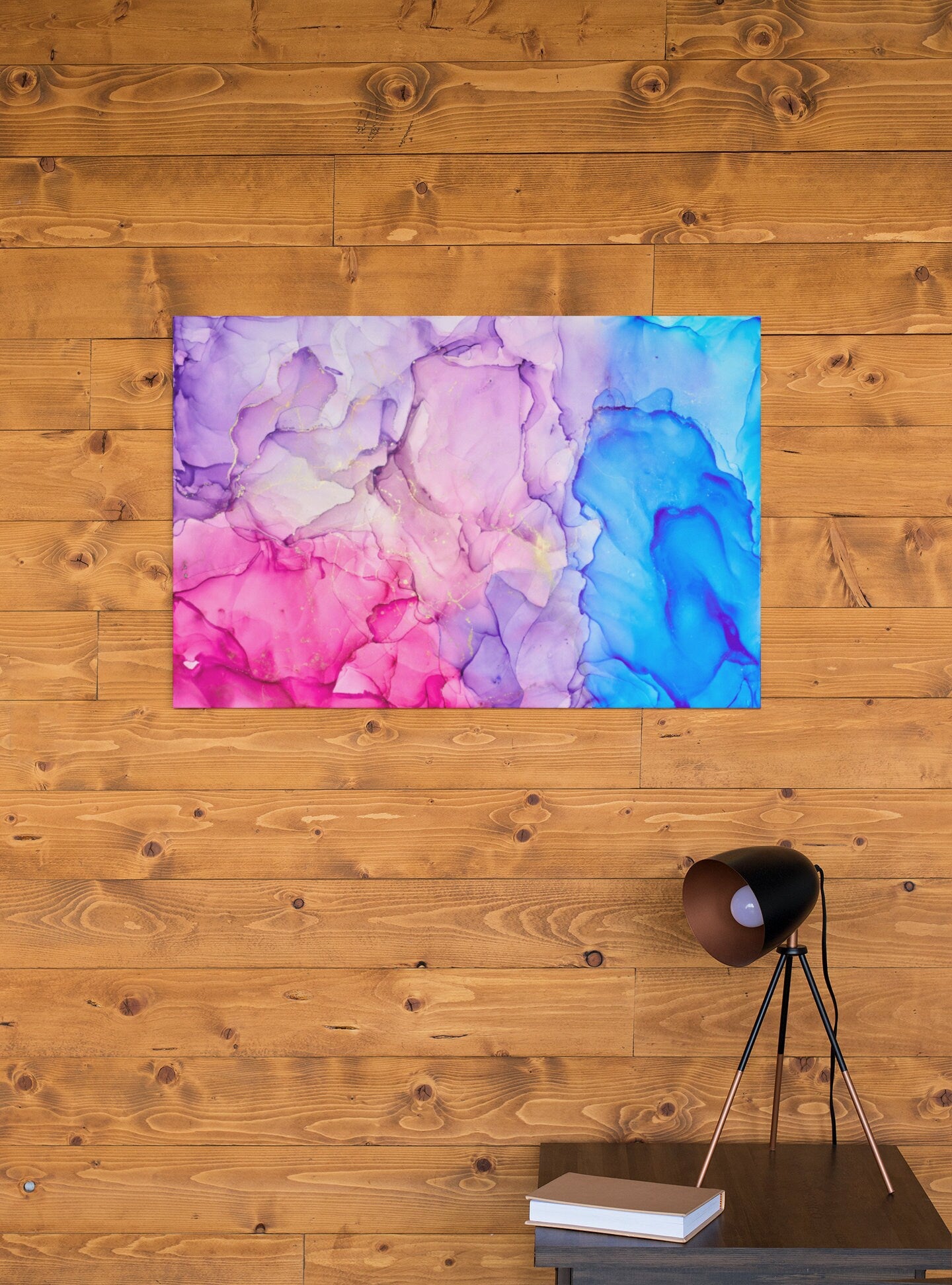 Translucent Alcohol Ink Abstract Multicolored Marble Texture, High Gloss Acrylic Glass Wall Art Ready To Hang