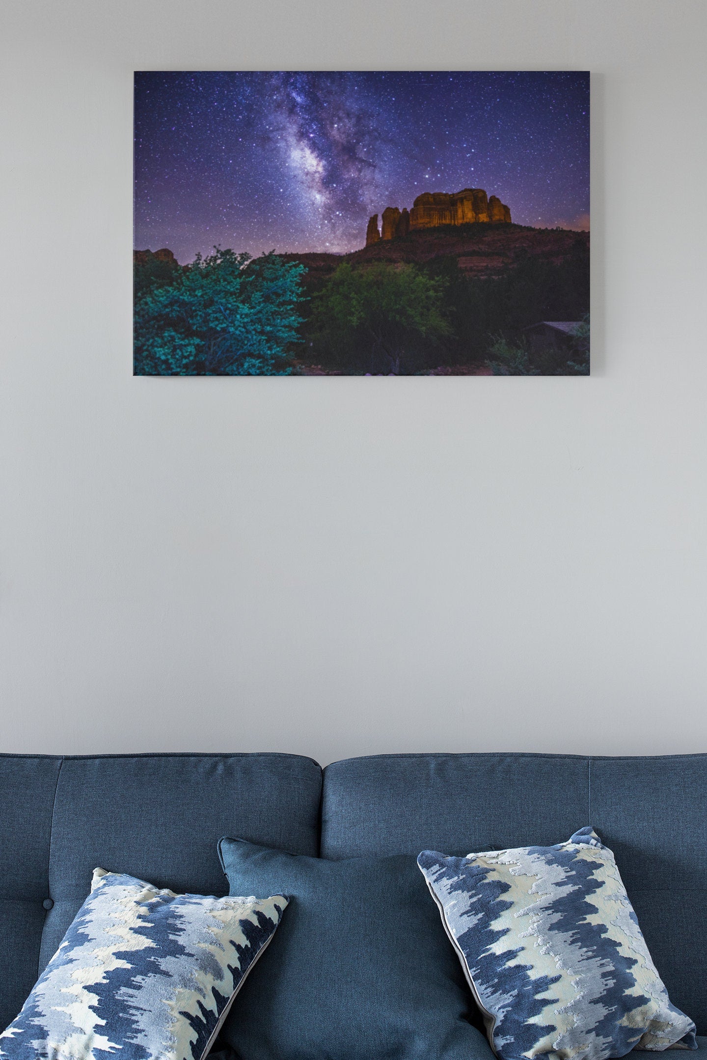 Milky Way View Over Cathedral Rock, O' Beyond Road, Coconino National Park, Sedona, Arizona, High Gloss Acrylic Glass Wall Art Ready To Hang