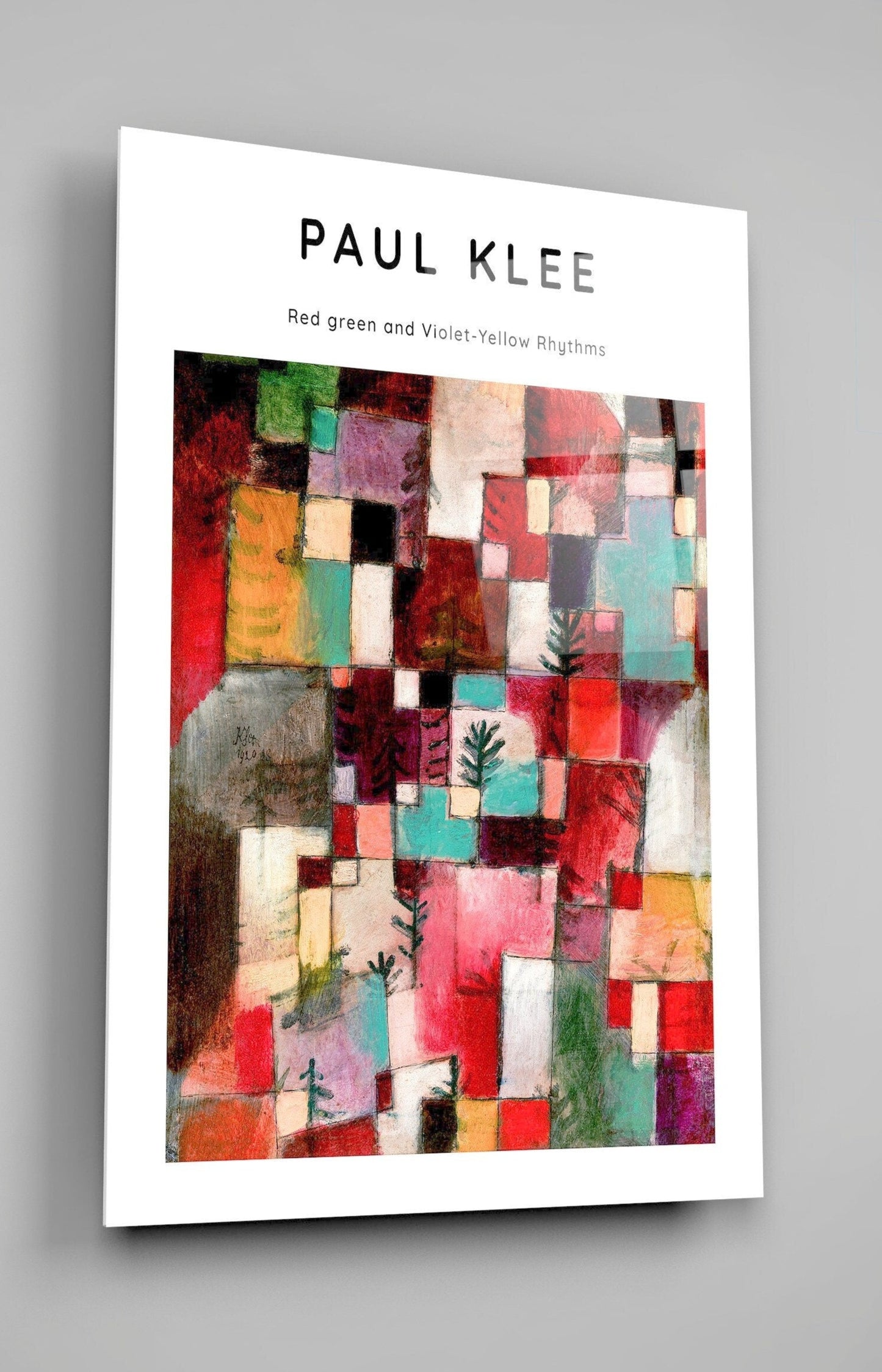 Paul Klee Famous Red Green And Violet Yellow Rhythms Painting High Gloss Acrylic Glass Wall Art Ready To Hang