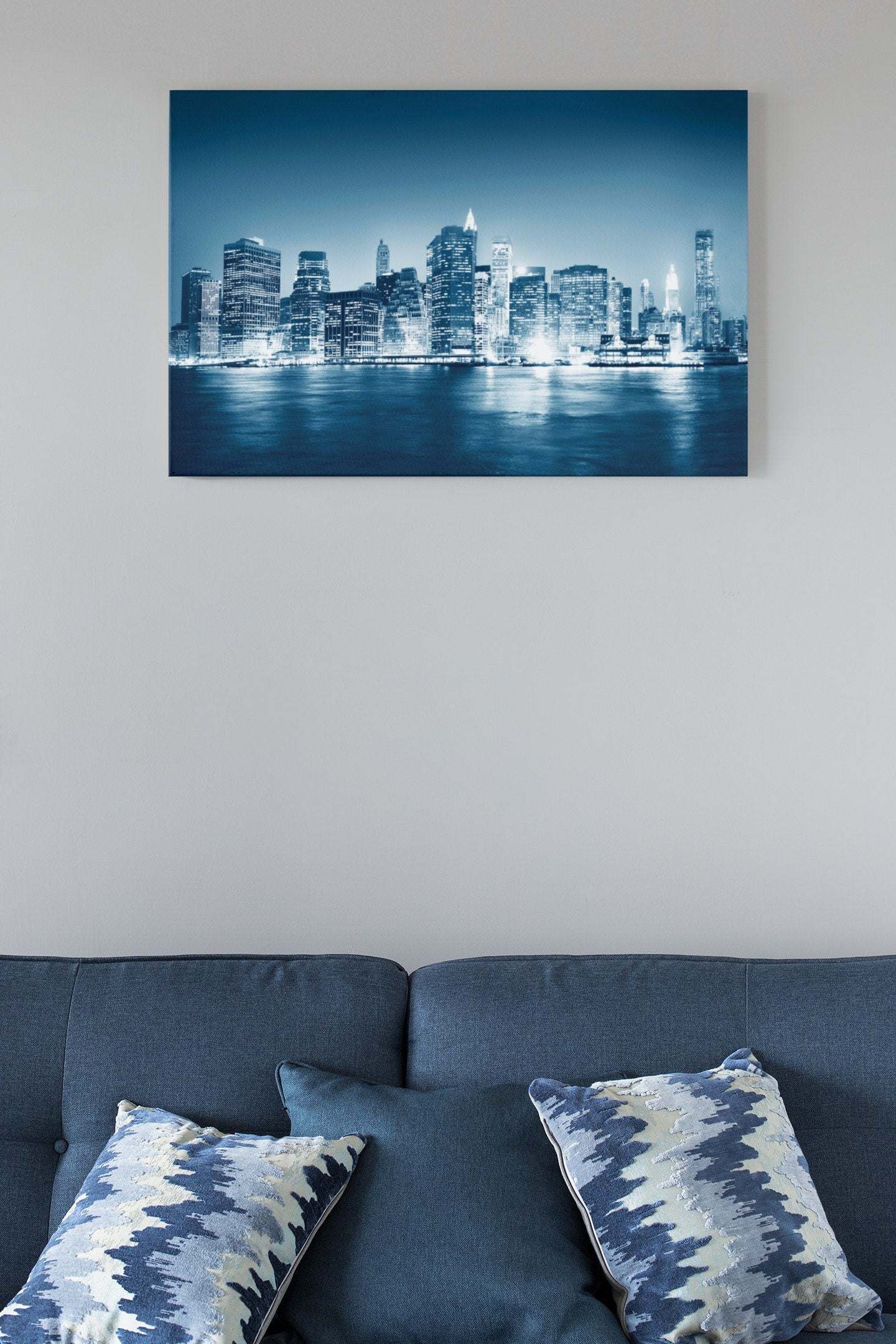 A View Of New York City At Night Time High Gloss Acrylic Glass Wall Art Ready To Hang