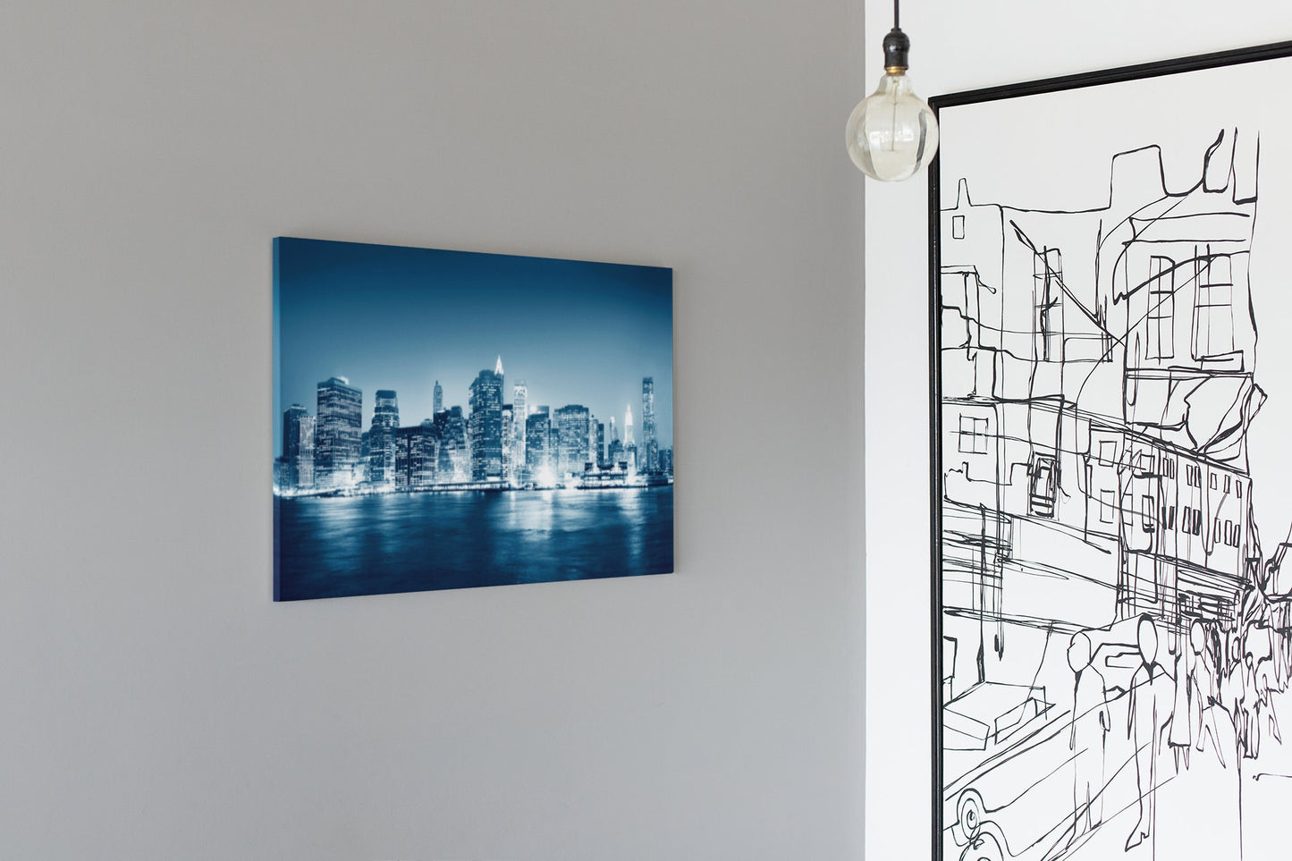 A View Of New York City At Night Time High Gloss Acrylic Glass Wall Art Ready To Hang