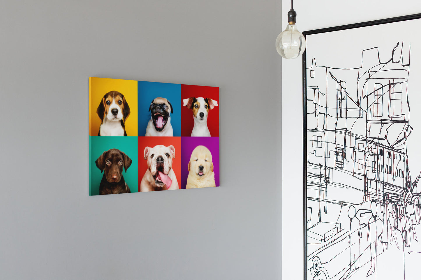 Portrait Collection Of Adorable Puppies High Gloss Acrylic Glass Wall Art Ready To Hang