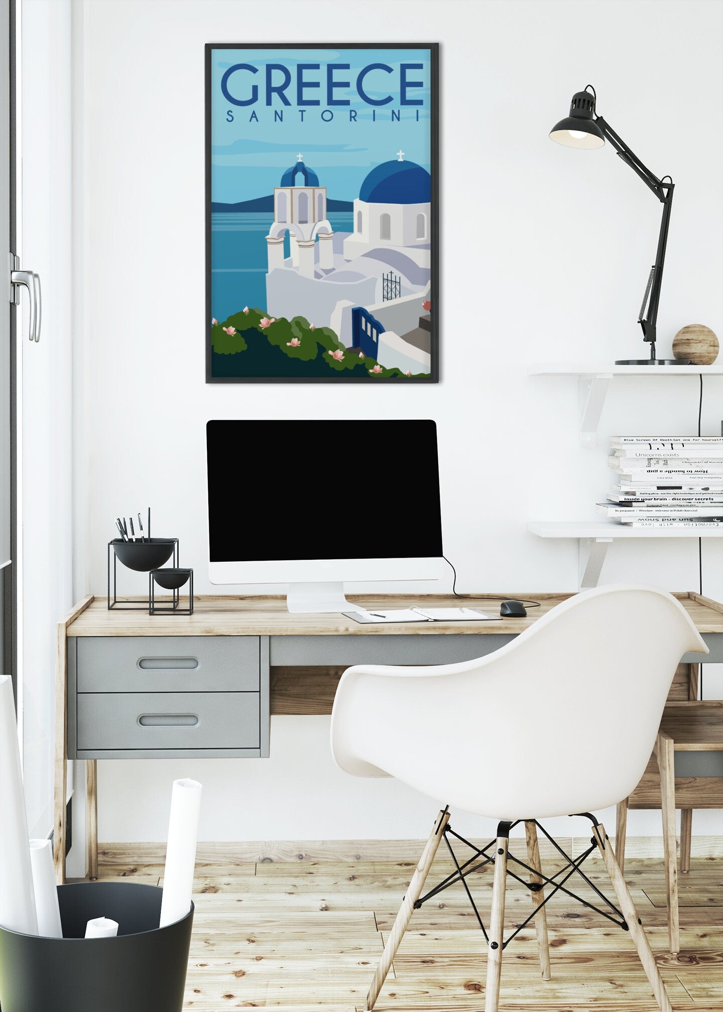 Santorini Greece Travel Print High Gloss Acrylic Glass Wall Art Ready To Hang