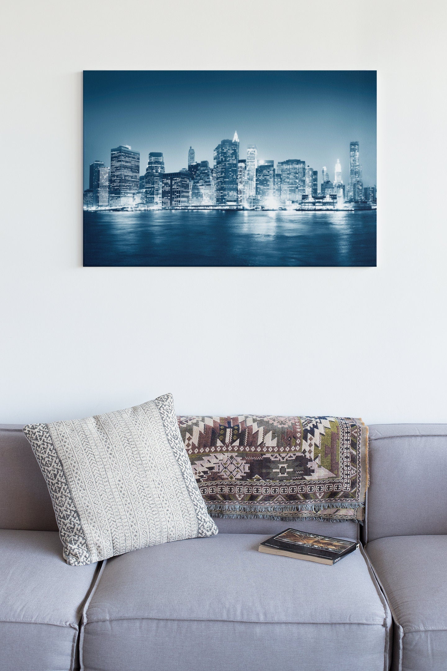 A View Of New York City At Night Time High Gloss Acrylic Glass Wall Art Ready To Hang