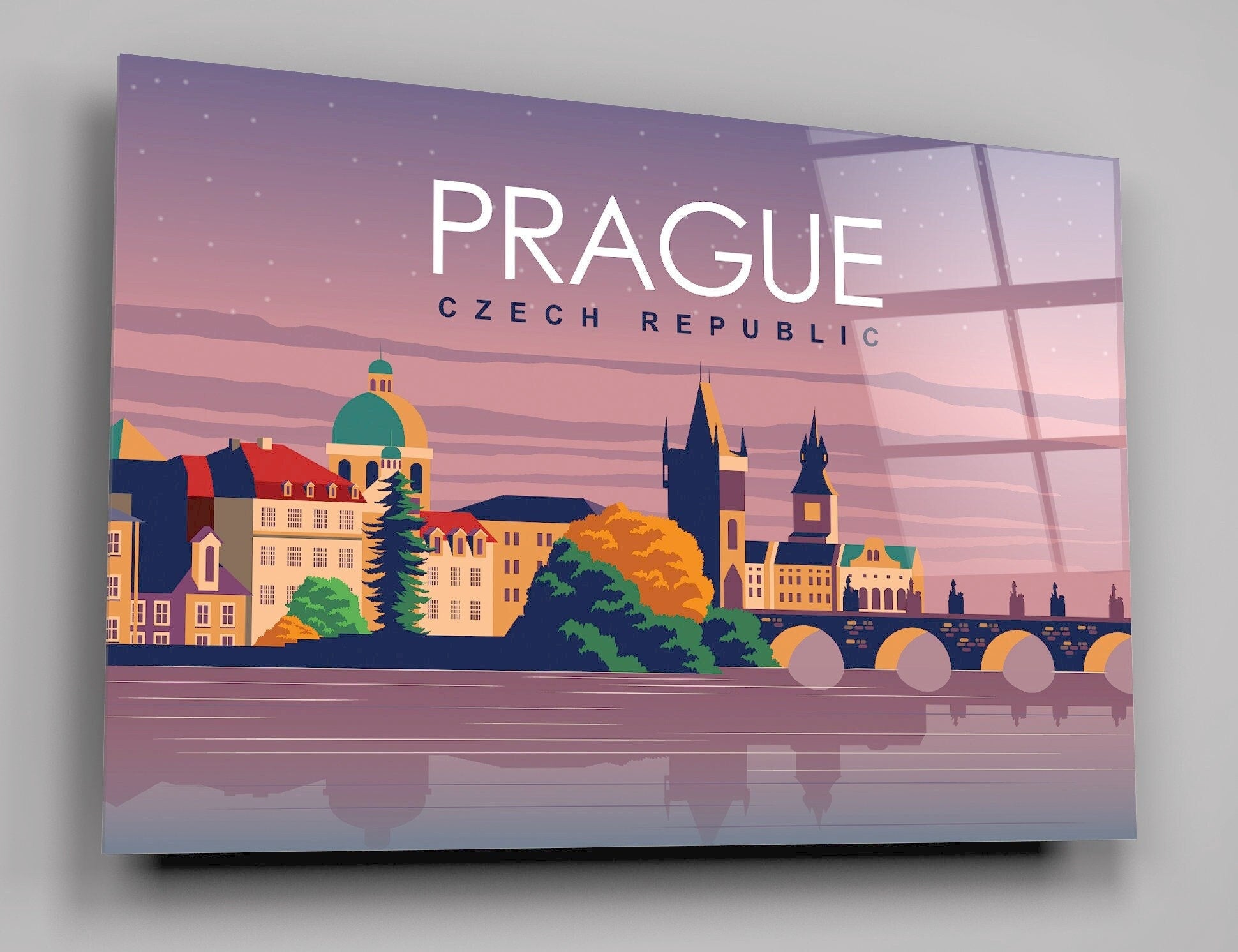 Prague Czech Republic Landscape Travel Print High Gloss Acrylic Glass Wall Art Ready To Hang