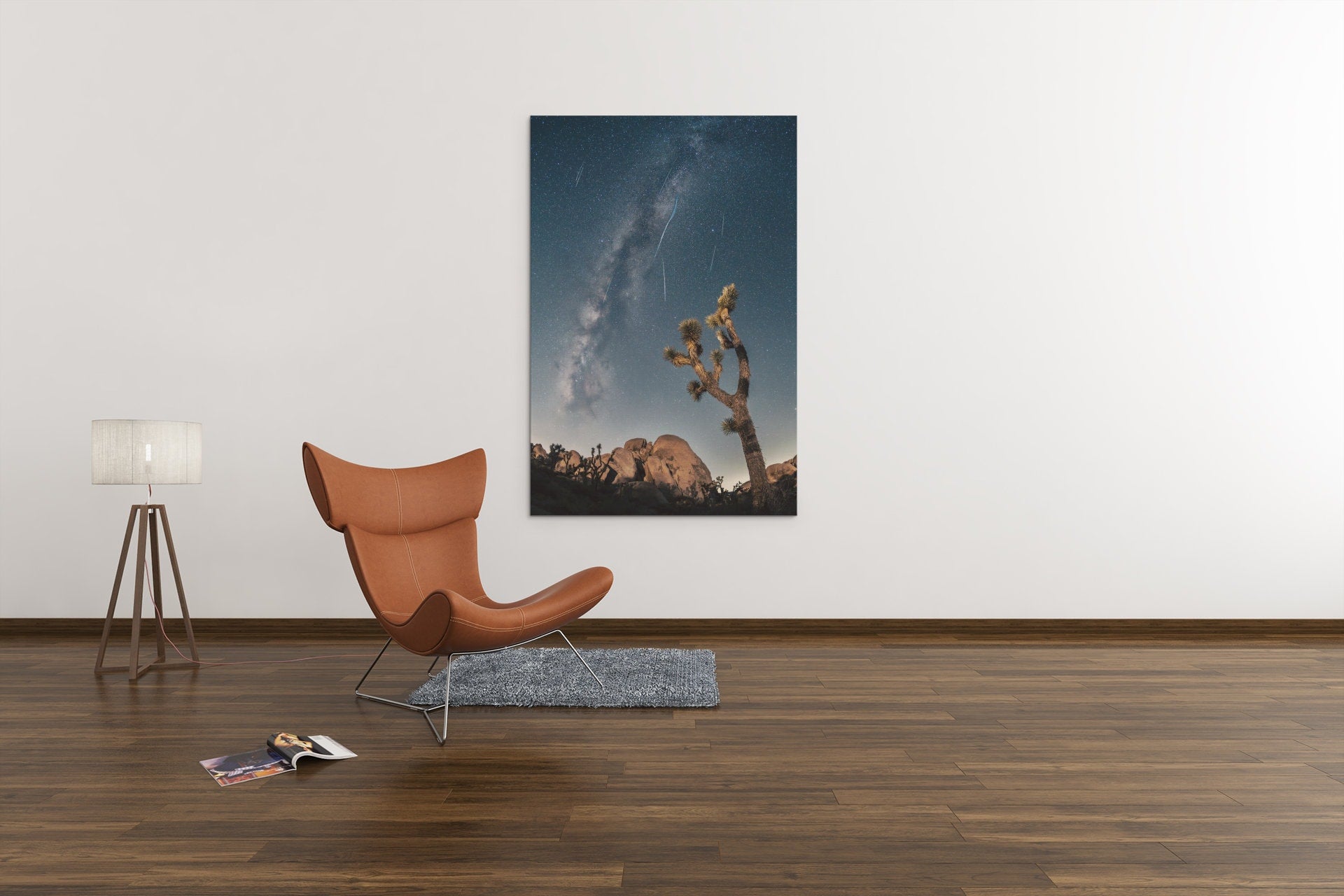 Night Sky With A Shooting Star And A Joshua Tree High Gloss Acrylic Glass Wall Art Ready To Hang