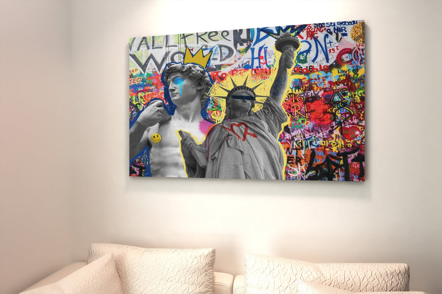 Colorful Punk Rock Abstract Collage High Gloss Acrylic Glass Wall Art Ready To Hang